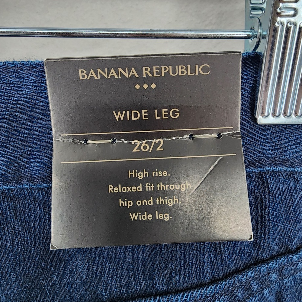 Banana Republic Wide Leg Jeans 26/2 High Rise Relaxed Fit Dark Wash NWT - Picture 4 of 9